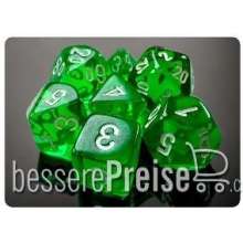 Chessex CHX20375 - Translucent Mini-Polyhedral Green/white 7-Die Set