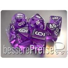 Chessex CHX20377 - Translucent Mini-Polyhedral Purple/white 7-Die Set