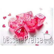 Chessex CHX20384 - Translucent Mini-Polyhedral Pink/white 7-Die Set