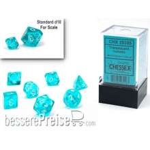 Chessex CHX20385 - Translucent Mini-Polyhedral Teal/white 7-Die Set