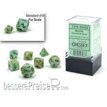 Chessex CHX20409 - Marble Mini-Polyhedral Green/dark green 7-Die Set