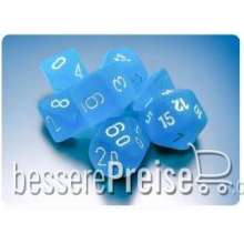 Chessex CHX20416 - Frosted™ Mini-Polyhedral Caribbean Blue™/white 7-Die Set