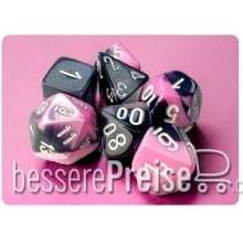 Chessex CHX20630 - Gemini® Mini-Polyhedral Black-Pink/white 7-Die Set