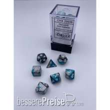 Chessex CHX20656 - Gemini® Mini-Polyhedral Steel-Teal/white 7-Die Set