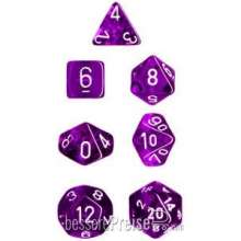 Chessex Würfel CHX23077 - Purple w/white Translucent Polyhedral 7-Die Sets