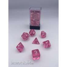 Chessex CHX23084 - Translucent Polyhedral Pink/white 7-Die Set