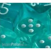 Chessex Würfel CHX23615 - Teal w/white Translucent 16mm d6 with pips Dice Blocks™ (12 Dice)