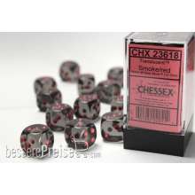 Chessex Würfel CHX23618 - Smoke w/red Translucent 16mm d6 with pips Dice Blocks™ (12 Dice)