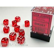 Chessex Würfel CHX23804 - Red w/white Translucent 12mm d6 with pips Dice Blocks™ (36 Dice)