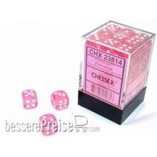 Chessex CHX23814 - Translucent 12mm d6 Pink/white Dice Block™ (36 dice)