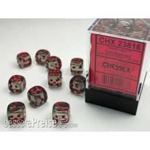 Chessex Würfel CHX23818 - Smoke w/red Translucent 12mm d6 with pips Dice Blocks™ (36 Dice)