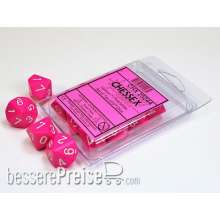 Chessex CHX25244 - Opaque Pink/white Set of Ten d10s