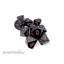 Chessex CHX25248 - Opaque Black/pink Set of Ten d10s