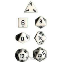 Chessex Würfel CHX25401 - White w/black Opaque Polyhedral 7-Die Sets