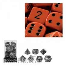 Chessex Würfel CHX25403 - Orange w/black Opaque Polyhedral 7-Die Sets