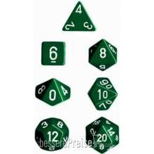 Chessex Würfel CHX25405 - Green w/white Opaque Polyhedral 7-Die Sets