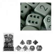 Chessex Würfel CHX25410 - Grey w/black Opaque Polyhedral 7-Die Sets