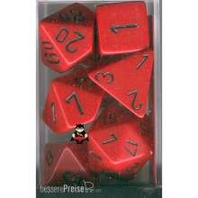 Chessex Würfel CHX25414 - Red w/black Opaque Polyhedral 7-Die Sets