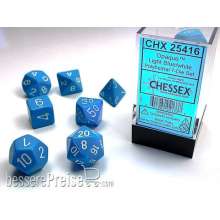 Chessex Würfel CHX25416 - Light Blue w/white Opaque Polyhedral 7-Die Sets