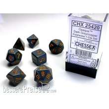 Chessex Würfel CHX25420 - Dark Grey w/copper Opaque Polyhedral 7-Die Sets