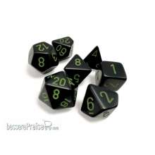 Chessex CHX25458 - Opaque Polyhedral Black/green 7-Die Set