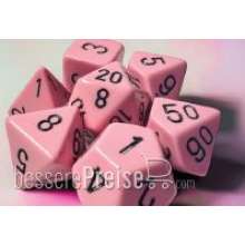 Chessex CHX25464 - Opaque Polyhedral Pastel Pink/black 7-Die Set