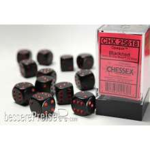 Chessex Würfel CHX25618 - Black w/red Opaque 16mm d6 with pips Dice Blocks™ (12 Dice)