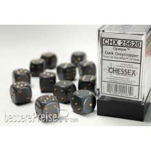 Chessex Würfel CHX25620 - Dark Grey w/copper Opaque 16mm d6 with pips Dice Blocks™ (12 Dice)