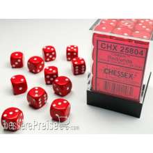 Chessex Würfel CHX25804 - Red w/white Opaque 12mm d6 with pips Dice Blocks™ (36 Dice)