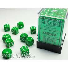 Chessex Würfel CHX25805 - Green w/white Opaque 12mm d6 with pips Dice Blocks™ (36 Dice)