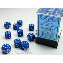 Chessex Würfel CHX25806 - Blue w/white Opaque 12mm d6 with pips Dice Blocks™ (36 Dice)