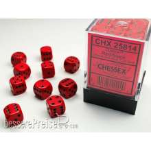 Chessex Würfel CHX25814 - Red w/black Opaque 12mm d6 with pips Dice Blocks™ (36 Dice)