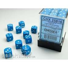 Chessex Würfel CHX25816 - Light Blue w/white Opaque 12mm d6 with pips Dice Blocks™ (36 Dice)