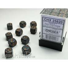 Chessex Würfel CHX25820 - Dark Grey w/copper Opaque 12mm d6 with pips Dice Blocks™ (36 Dice)