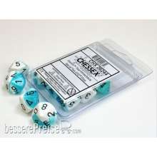 Chessex Würfel CHX26244 - White-Teal w/black Gemini™ Polyhedral Ten d10 Sets