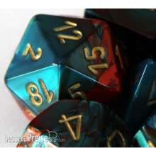 Chessex Würfel CHX26262 - Red-Teal with gold Gemini™ Polyhedral Ten d10 Sets