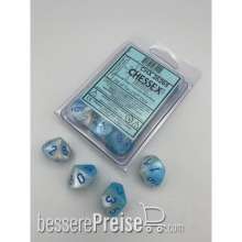 Chessex CHX26265 - Gemini® Pearl Turquoise-White/blue Luminary™ Set of 10 d10s