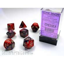 Chessex Würfel CHX26426 - Purple-Red w/gold Gemini™ Polyhedral 7-Die Sets