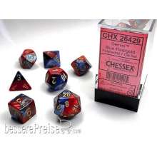 Chessex Würfel CHX26429 - Blue-Red w/gold Gemini™ Polyhedral 7-Die Sets