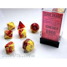 Chessex Würfel CHX26450 - Red-Yellow w/silver Gemini™ Polyhedral 7-Die Sets