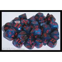 Chessex Würfel CHX26458 - Black-Starlight w/red Gemini™ Polyhedral 7-Die Sets