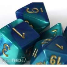 Chessex Würfel CHX26659 - Blue-Teal w/gold Gemini™ 16mm d6 with pips Dice Blocks™ (12 Dice)