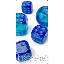 Chessex CHX26663 - Gemini® 16mm d6 Blue-Blue/light blue Luminary™ Dice Block™ (12 dice)