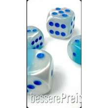 Chessex CHX26665 - Gemini® 16mm d6 Pearl Turquoise-White/blue Luminary™ Dice Block™ (12 dice)