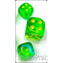 Chessex CHX26666 - Gemini® 16mm d6 Translucent Green-Teal/yellow Dice Block™ (12 dice)