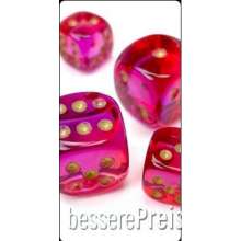 Chessex CHX26667 - Gemini® 16mm d6 Translucent Red-Violet/gold Dice Block™ (12 dice)