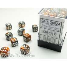 Chessex Würfel CHX26824 - Copper-Steel w/white Gemini™ 12mm d6 with pips Dice Blocks™ (36 Dice)