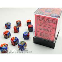 Chessex Würfel CHX26829 - Blue-Red w/gold Gemini™ 12mm d6 with pips Dice Blocks™ (36 Dice)