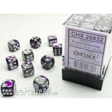 Chessex Würfel CHX26832 - Purple-Steel w/white Gemini™ 12mm d6 with pips Dice Blocks™ (36 Dice)