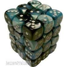 Chessex Würfel CHX26846 - Black-Shell w/white Gemini™ 12mm d6 with pips Dice Blocks™ (36 Dice)